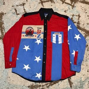 Vintage Wrangler Western American Flag Shirt Cowboy Rodeo Size XL
